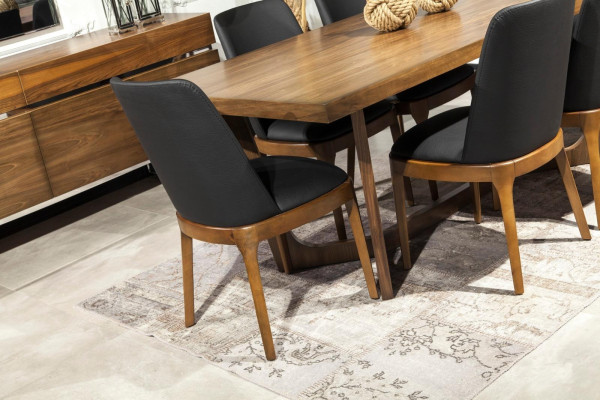 Luksuzna usnjena stolica, oblazinjene stole, črna kuhinjska pohištva