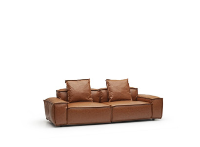 Sofa s 3 sedeži 240 cm z udobnimi rjavimi blazinami za dnevno sobo