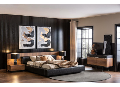 5-delni komplet pohištva za spalnico z posteljo, nočno omarico in komodo