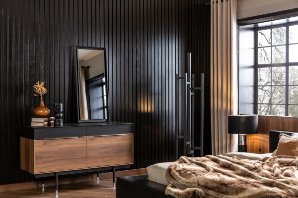 Luksuzno stensko ogledalo s črnim okvirjem 100x46