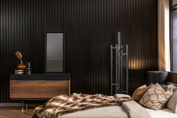 Luksuzno stensko ogledalo s črnim okvirjem 100x46