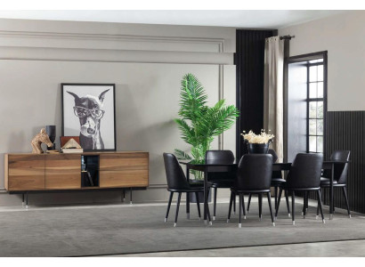 Set modernih kuhinjskih pohištva z modernimi in udobnimi stoli