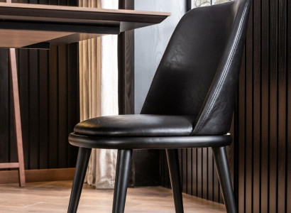 Luksuzna črna usnjena stolica, mehki stoli, oblikovalsko pohištvo za dnevno sobo in kuhinjo