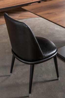 Luksuzna črna usnjena stolica, mehki stoli, oblikovalsko pohištvo za dnevno sobo in kuhinjo