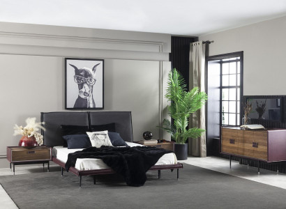 Idealen komplet za opremo spalnice, vključno z omaro, nočno omarico in posteljo v 4 delih.