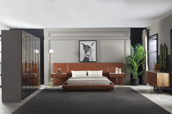 Moderna luksuzna posteljna ograja v rjavi