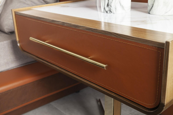 Set oranžne postelje z 2 mobilnima nočnima omaricama, 3 kosi