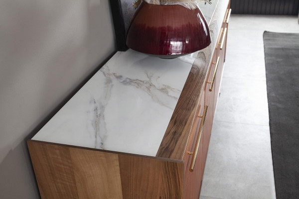 Oranž omarica z predali in policami, XXL nočna omarica, buffet 240 cm