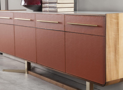 Oranž omarica z predali in policami, XXL nočna omarica, buffet 240 cm