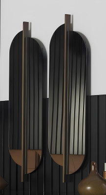 Luksuzno moderno stensko ogledalo z rjavim okvirjem 104x31cm