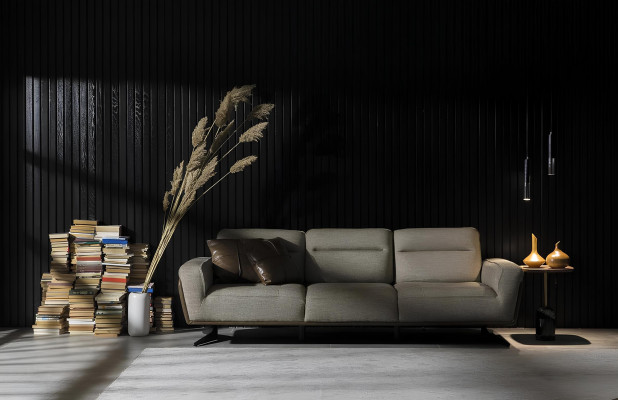 Praktična in prostorna kotna sedežna garnitura 260cm Tkanina