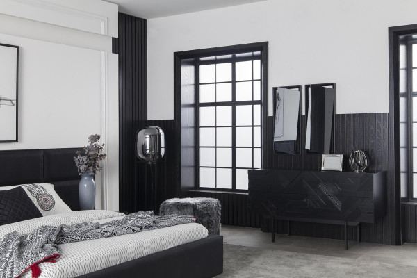 Kompletna posteljna garnitura Melnu v štirih delih, luksuzni set z novim prostorom za shranjevanje