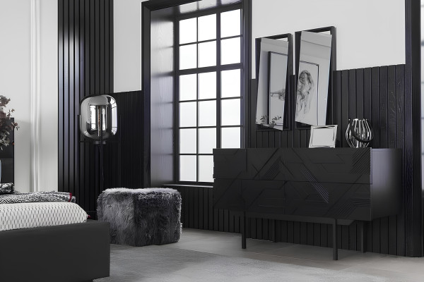 Luksuzna spalnica s pohištvom z omaro, nočnimi omaricami in 2 nočnima omaricama, 5 delov.