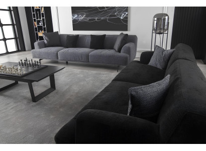 Siva sedežna garnitura za 4+1 oseb z odstranljivimi blazinami, 3 kosi