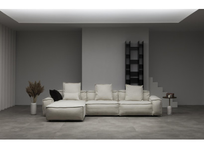 Moderna kotna sedežna garnitura v rustikalnem slogu