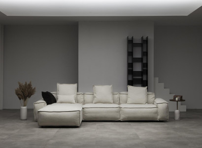 Moderna kotna sedežna garnitura v rustikalnem slogu