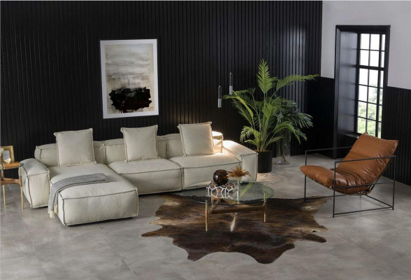 Moderna kotna sedežna garnitura v rustikalnem slogu