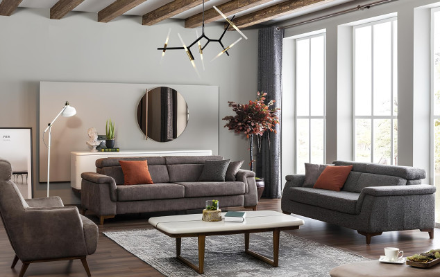 Sofa 321 iz tkanine z funkcijo postelje