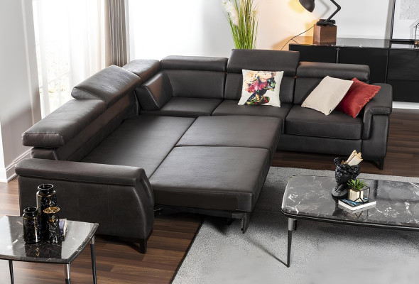 Usnjena sofa z funkcijo postelje