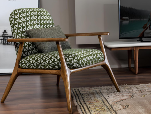 Siv koktajl stol brez naslonjala v zeleni tkanini