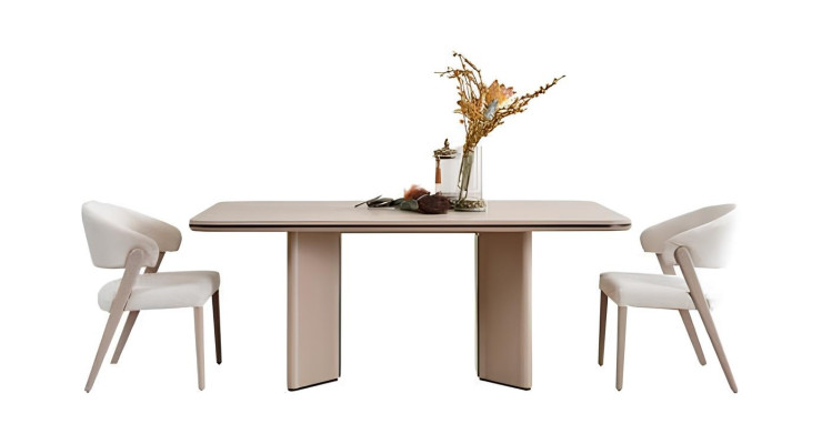 Kompletna bež jedilnica set jedilna miza stoli komoda ogledalo