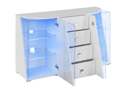 Set luksuznega pohištva za dnevno sobo, sestavljen iz omare, vitrine in police v 3 delih.