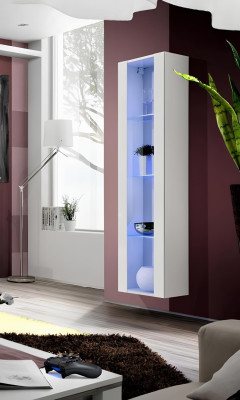 Bela viseča razstavna omara iz luksuznega lesa za dekoracijo dnevne sobe