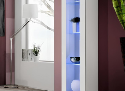 Bela viseča razstavna omara iz luksuznega lesa za dekoracijo dnevne sobe