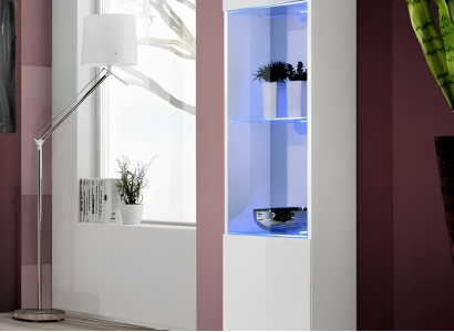 Luksuzna bela razstavna omara za dnevno sobo, stenska razstavna omara, oblikovano leseno pohištvo