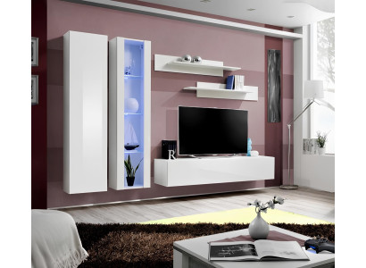 Sodobno belo leseno pohištvo za dnevno sobo z vgrajenim omarico