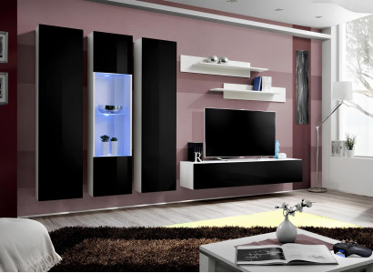 Dizajnerska stenska enota polica za dnevno sobo lesena viseča razstavna pohištva