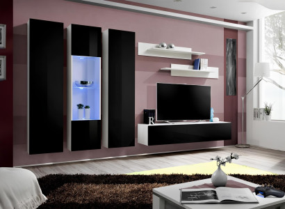 Dizajnerska stenska enota polica za dnevno sobo lesena viseča razstavna pohištva