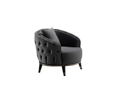 Okrogla Chesterfield stol v sivi barvi za dnevno sobo