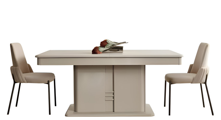 Moderna lesena jedilna miza s 4 elegantnimi blazinastimi stoli in bufetom 6 kosov