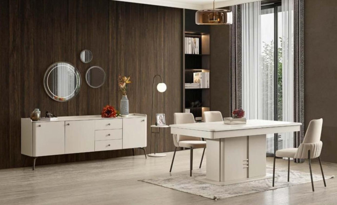 Luksuzna bela oblikovana jedilnica bufet, eleganten bufet