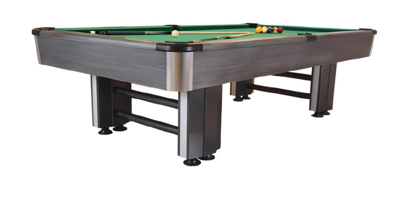Moderen sivi leseni in aluminijasti biljardni miza