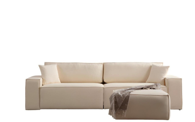 Eleganten bež ekskluziven pouf za štiri osebe, 2 kosa