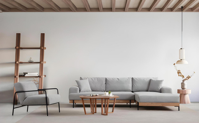 Svetlo sivi dizajnerski kotni kavč za 3 osebe 3 dele