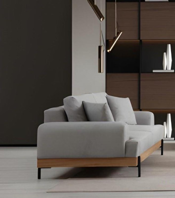 Svetlo sivi dizajnerski kotni kavč za 3 osebe 3 dele