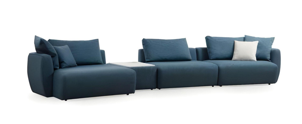 Luksuzni moderan modri L oblikovan kotni kavč za dnevno sobo