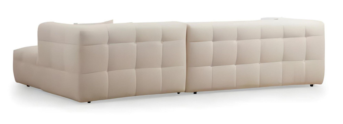 Eleganten L oblikovan kotni kavč s sodobnim 2-delni puf kompletom