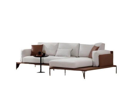 Bela-rjava L oblika zasnova kavča za sodobno dnevno sobo