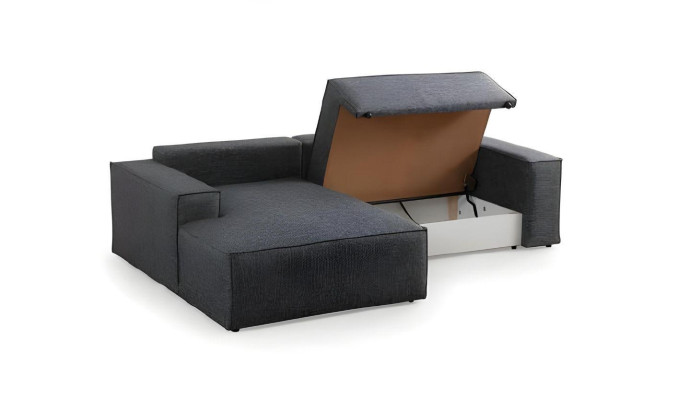 Bela tkaninska kotna sedežna garnitura stil L za dnevno sobo