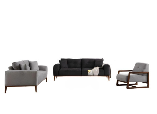 Siv črni oblikovalski kavč za dnevno sobo z blazinami