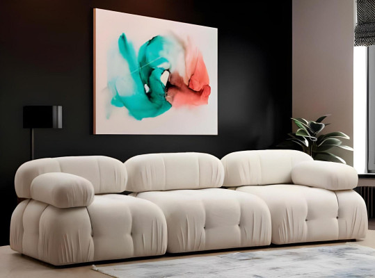 Bela in rjava oblikovalska kotna sedežna garnitura v L obliki