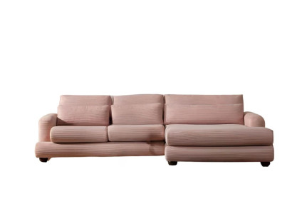 Ekskluzivni roza kotni kavč z modernim L oblikovanjem