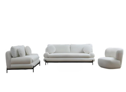 Ekskluziven moderan bel kavč komplet s 3-sedežno, 2-sedežnim stolom, 3 kosi