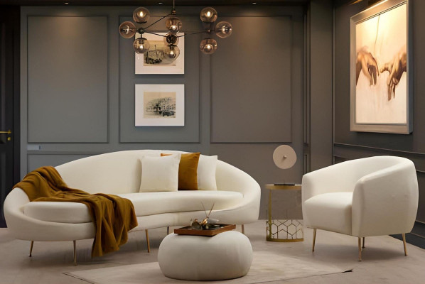 Bela zasnova kompleta za dnevno sobo moderna stolčka 2 kosa