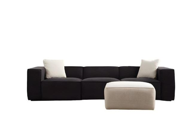 Bela in črna tkanina kavč, razkošen 4-sedežni kavč z dvodelnim otomanu