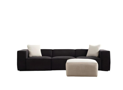 Bela in črna tkanina kavč, razkošen 4-sedežni kavč z dvodelnim otomanu